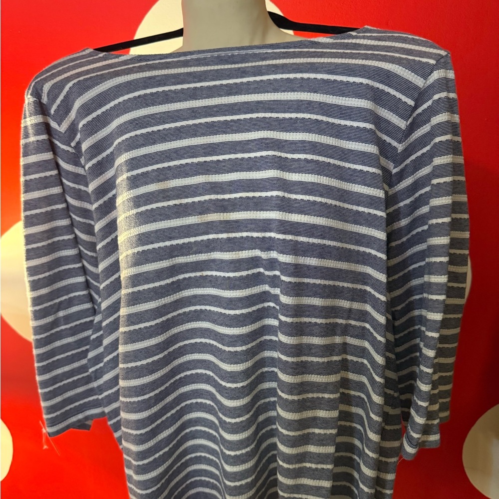 Studio Works Navy and White Striped Top